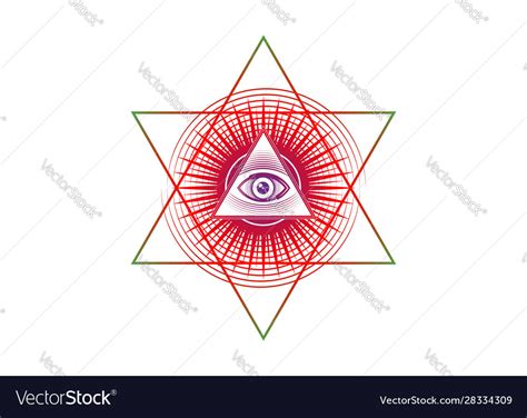 Sacred Masonic Symbol All Seeing Eye Isolated Vector Image