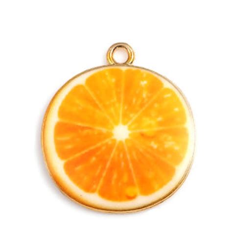 Clearance 5 Orange Slice Charms Enamel Orange Fruit Charms Etsy Nederland