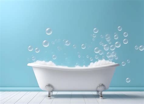 Premium Photo | Minimalistic classic white bathtub with foam and ...