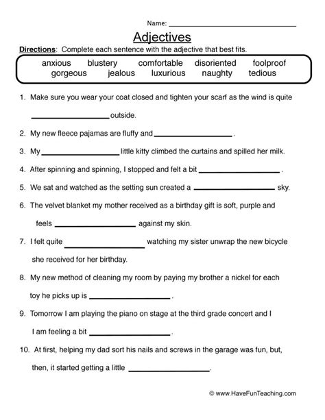 Adjectives Exercises For Grade 6 Palmdad