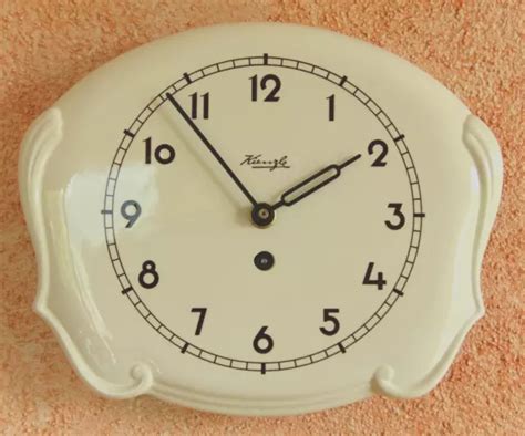 ALTE KIENZLE KERAMIK Küchenuhr Porzellan weiß 50er Jahre Vintage EUR 69