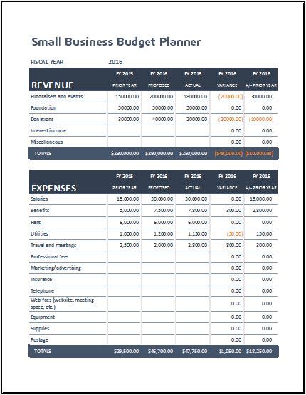 Small Business Budget Planning Sheet For Ms Excel Excel Templates