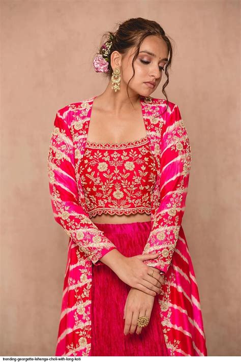 TRENDING GEORGETTE LEHENGA CHOLI WITH LONG KOTI