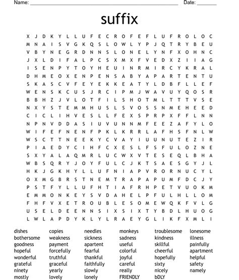 Suffix Word Search Wordmint