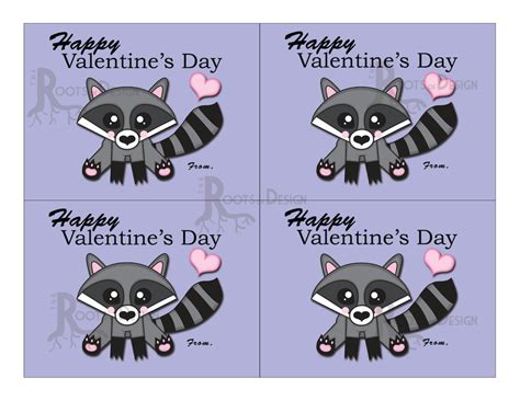 Instant Download Cute Raccoon Valentine Classroom Cards Etsy