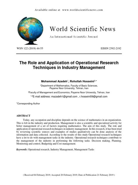 role  application  operati  operations research