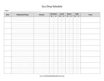 Printable Eye Drop Schedule