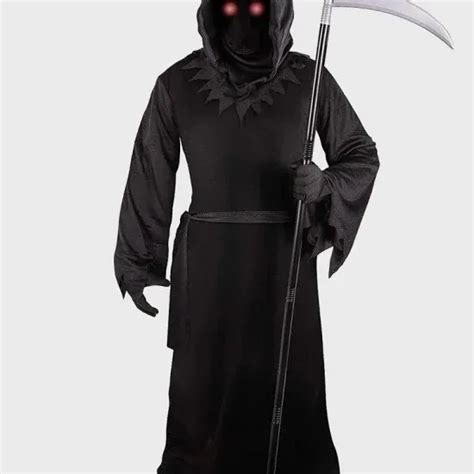 Adults Death Grim Reaper Cloak Costume Outfit Halloween - Theleatherz