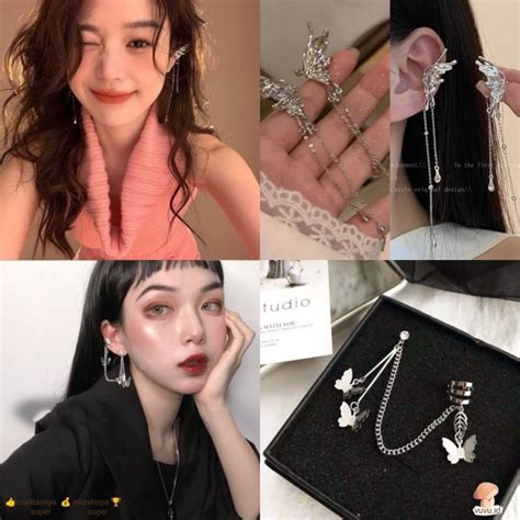 Jual Anting Klip Tulang Telinga Desain Rantai Kupu Kupu Gaya Korea