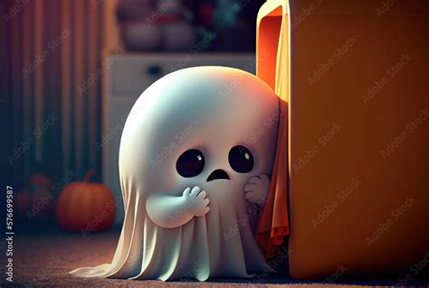 Cute Spooky Fabric Ghost Doing Hide And Seek In Halloween Party