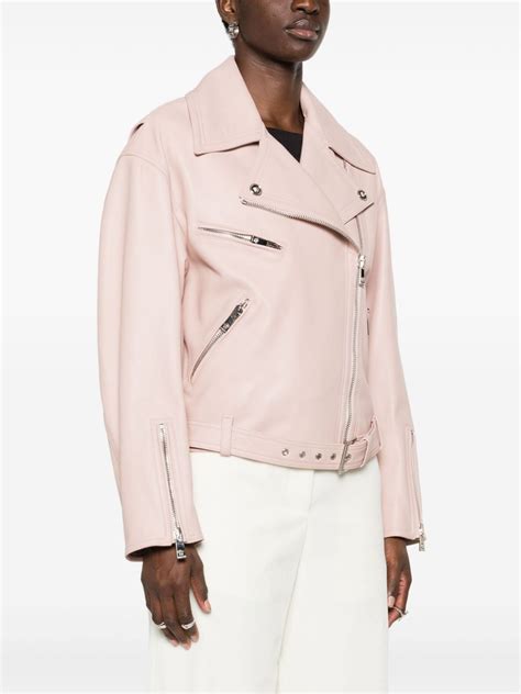 Versace Leather Biker Jacket Pink FARFETCH