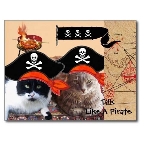 Pirate Cats Antique Pirates Treasure Maps And Flag Postcard Zazzle