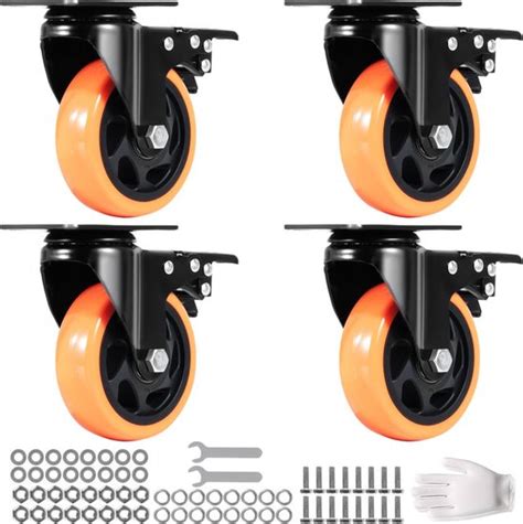 meubelwielen set van 4 zwenkwielen PVC φ101 6 mm wielen 635 kg