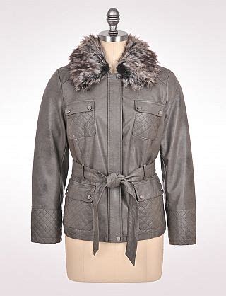 Quilted Detail Faux Leather Jacket Dressbarn Outerwear Jackets