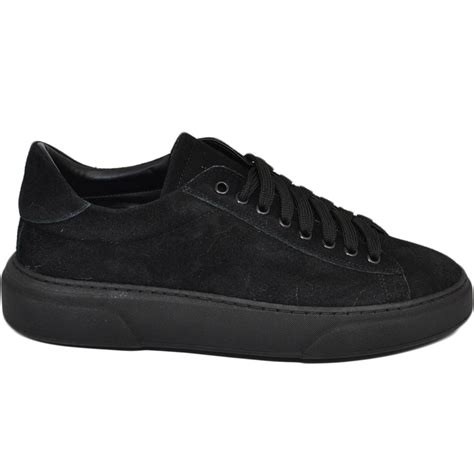 Scarpa Sneakers Paul 4190 Uomo Nero Vera Pelle Scamosciata Lacci Linea