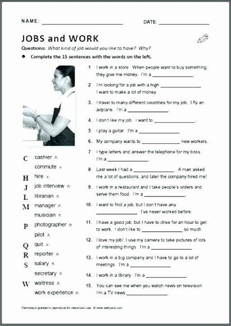 Work Readiness Worksheets For Adults