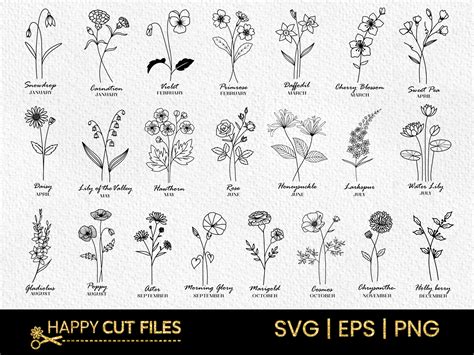 Floral Clipart Wildflower Svg Transparent Png Rose Birth Month Flowers