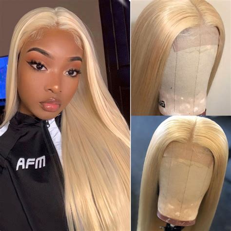 5 5 Glueless 613 Honey Blonde Lace Closure Wig Straight Human Hair Lace