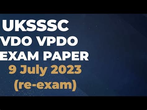 Uksssc Vdo Vpdo Exam Paper July Uksscpreviousyearquestions