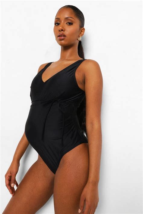 Maternity Tie Waist Swimsuit Boohoo