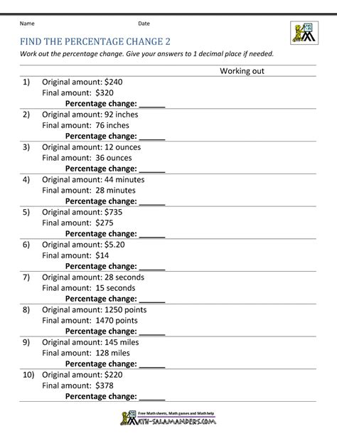 Percentage Increase and Decrease Worksheets - Worksheets Library