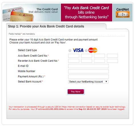 Axis Bank Credit Card Payment By Hdfc Net Banking Payment Poin