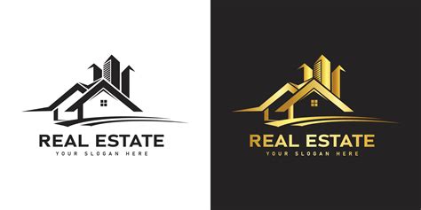 Real Estate Logo And House Logo Design With Golden Color