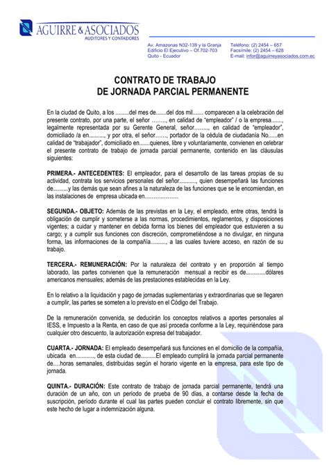 Ejemplo De Un Contrato De Trabajo