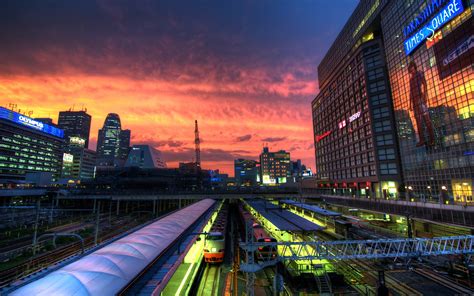 Papel De Parede Luzes Iluminação Pública Pôr Do Sol Rua Paisagem Urbana Noite Urbano