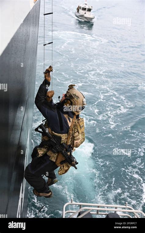 A Member From The Maritime Security Response Team Msrt West Completes A Hook And Climb