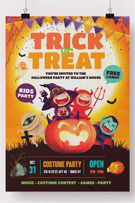 A Halloween Party Flyer With Cartoon Characters On It