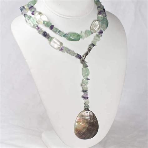 Vintage Abalone Shell Necklace Gem