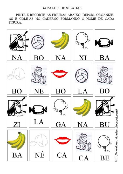 Atividades Baralho de Sílabas Para imprimir SÓ ESCOLA