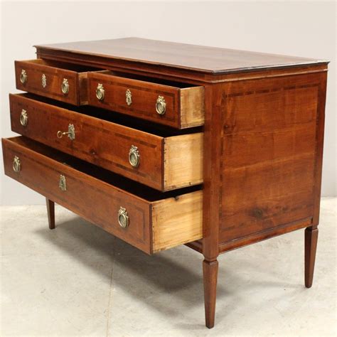 Proantic Antique Louis Xvi Chest Of Drawers In Cherrywood And Marquet