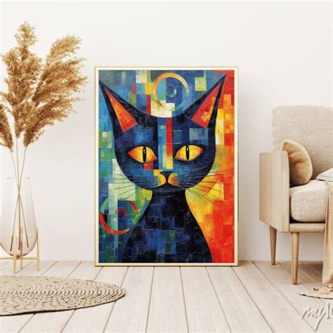 Picassoss Style Cat Painting Printable Wall Cat Art For Etsy