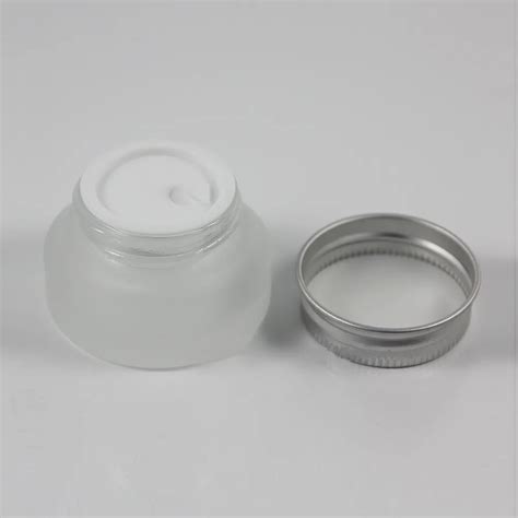 Wholesale 15g Clear Frosted Glass Cream Jar With Silver Lid Empty