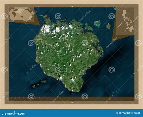 Marinduque Philippines Low Res Satellite Major Cities Stock