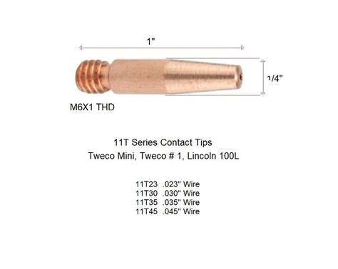 Mig T Embouts De Contact Coniques Pour Tweco Mini Mig