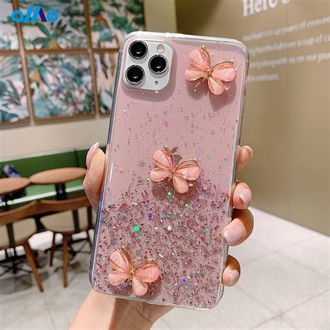 Capa Flex Vel Borboleta Glitter Lantejoulas Para Redmi Lite G