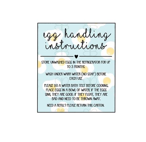 Egg Handling Instructions Printable Free