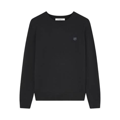 Maison KitsunÉ 黑色狐狸頭logo長袖毛衣 L 誠品線上