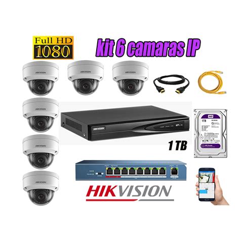 Ripley HIKVISION CÁMARAS DE SEGURIDAD KIT 6 IP INTERIOR DISCO 1TB