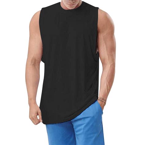 Kamemi Sleeveless T Shirts For Men Mens Tech Stretch Tank T Shirtblacks