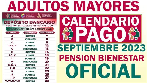 Listo El Calendario Oficial De Pago Bimestre Septiembre Octubre