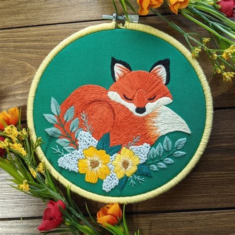 Fox Embroidery Pattern Pdf Download Etsy