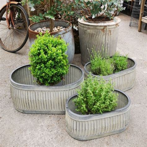 Metal Oval Trough Planters - BAXTER & CO. home