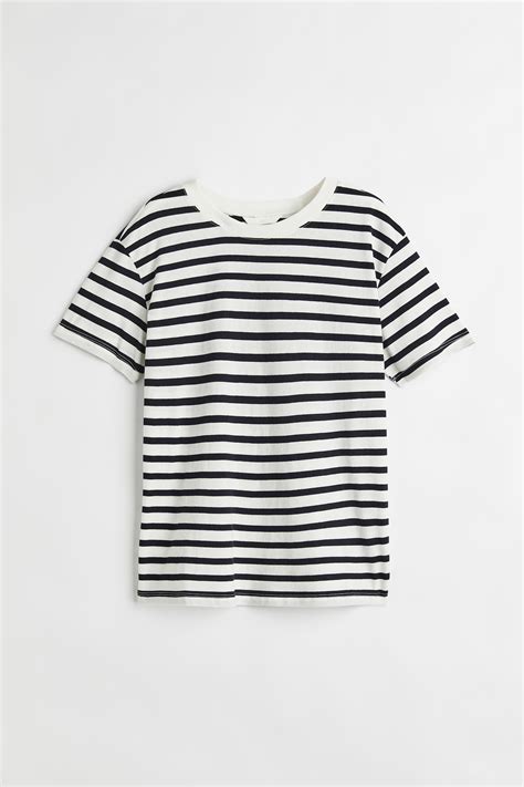 Cotton T Shirt Whitestriped Ladies Handm Us