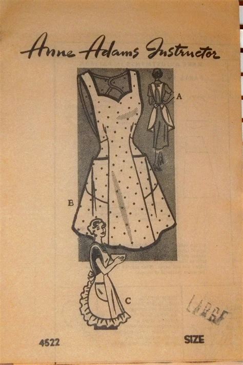 1940s Vintage Pinafore Apron Anne Adams Pattern Etsy In 2024