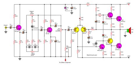 2N3055 amplifier circuit diagram, 30w OCL integrated PCB