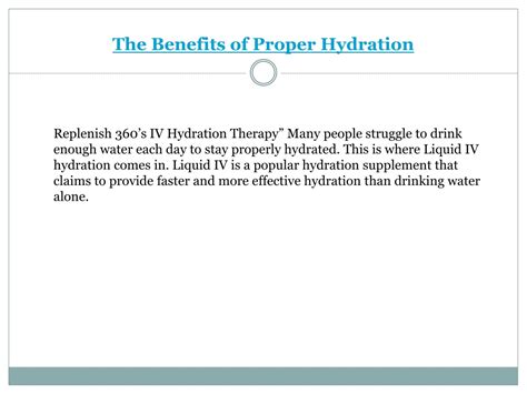 PPT The Benefits Of Proper Hydration PowerPoint Presentation Free